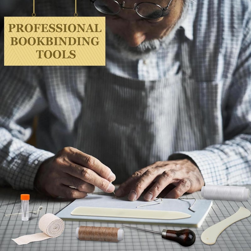 JUPEAN Book Binding Kits 24 Pcs Bookbinding kit Bookbinding Supplies with Bone Folders Tool Binding Ribbon Waxed Thread for Beginners - Image 5